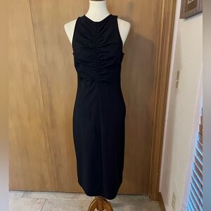 Boden sleeveless, Long, ruched gathered front, black dress, misses 8 NWT